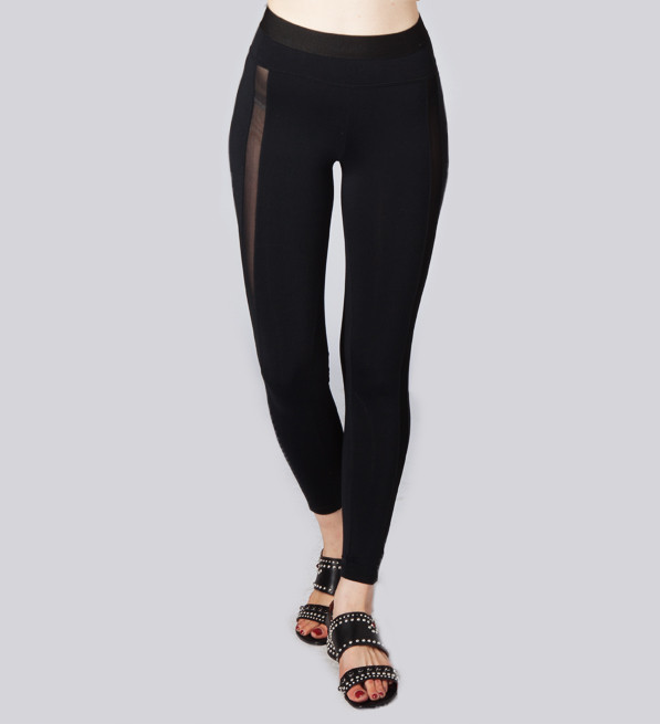 David Lerner Mesh Legging in Black Close Up Front View 