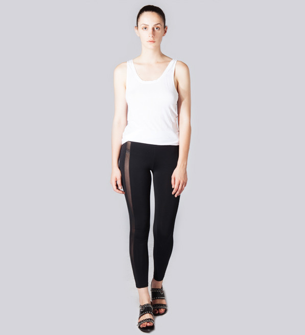 David Lerner Mesh Legging in Black Front View 
