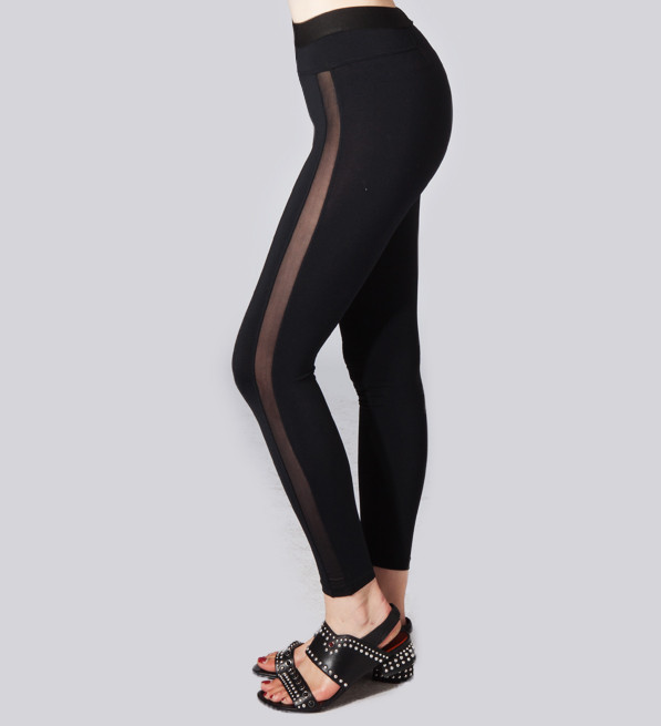 David Lerner Mesh Legging in Black Side View 