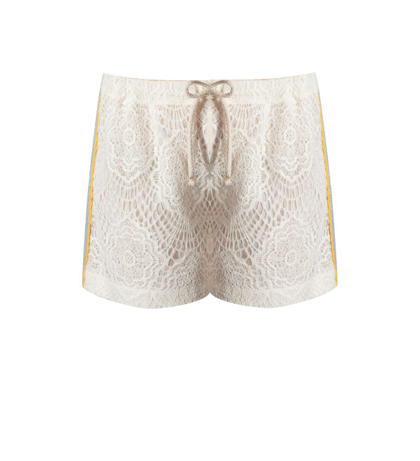 Ottod'Ame Lace Shorts with Striped Embroidery Product Shot 