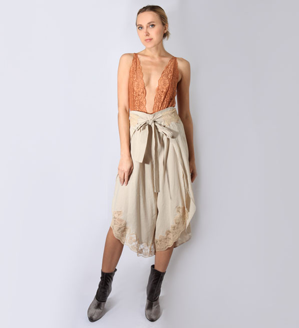 HAH Comin' in HAHT Lace Bodysuit in Brown Sugar Front View 