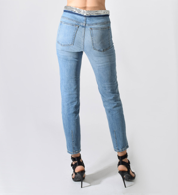 IRO Jones.US Sequin Jean in Light Blue Back View 