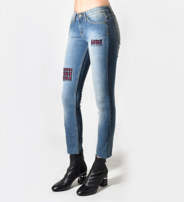 JET John Eshaya Plaid Patch Slim Jean Side View 