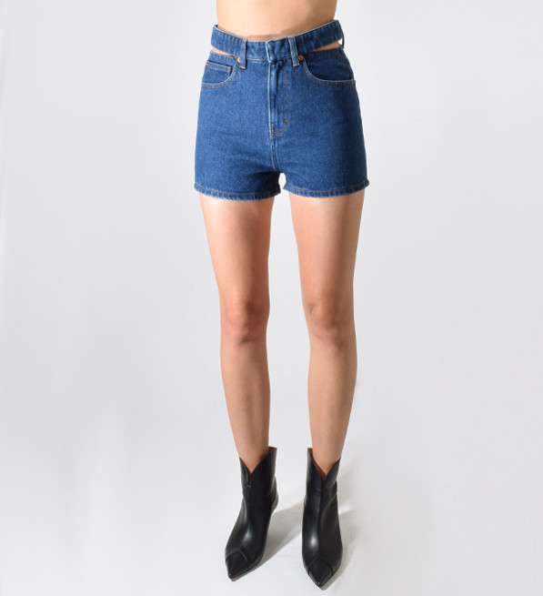 IRO Comeo Jean Short in Indigo Close Up Front View 