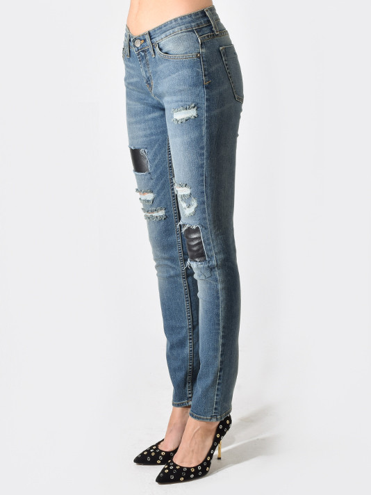 JET John Eshaya Leather Slim Jean Side View 