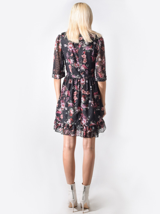  Aurelie Mini Dress in Midnight Garden Back View 