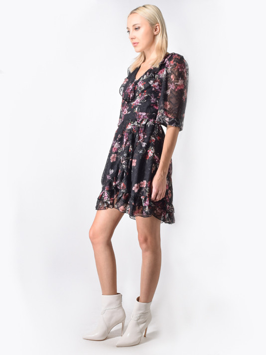  Aurelie Mini Dress in Midnight Garden Side View 