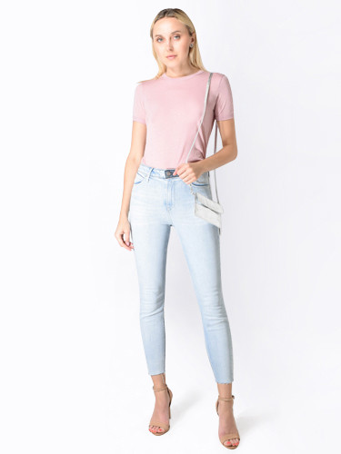 RTA Quinton Ringer Tee in Blush Pink Front View 