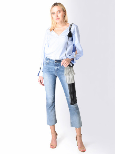 RTA Kiki Kick Flare Jean in Southbound Blue Front View 