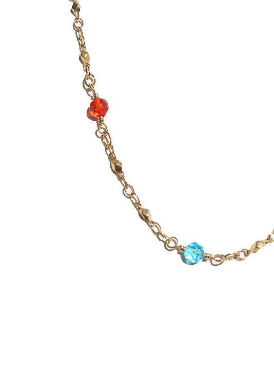 Paula Rosen Colorful Crystal Bead Necklace in Gold