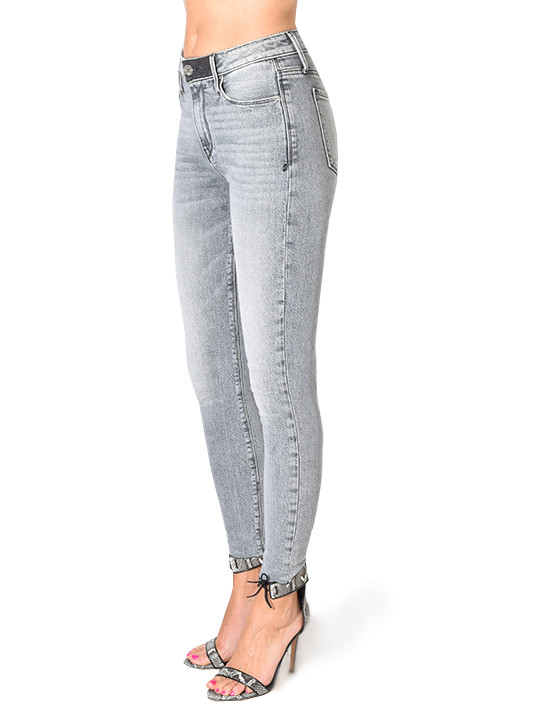 RTA Madrid High Waist Skinny Jean in Black Fog Side View 