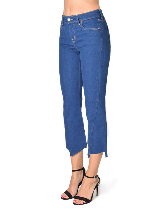 Etica Mick Cropped Jean in Pure Blue Side View 
