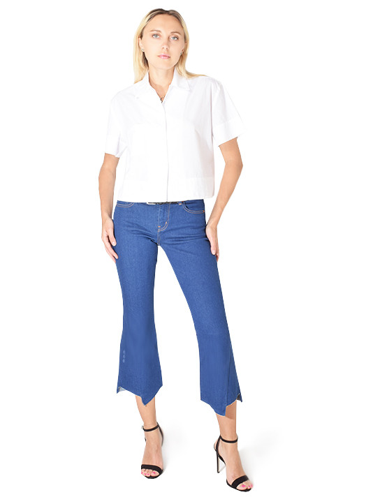 Etica Mick Cropped Jean in Pure Blue Front View 