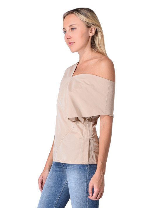 3.1 PHILLIP LIM One shoulder Wool Top In Beige Side View 