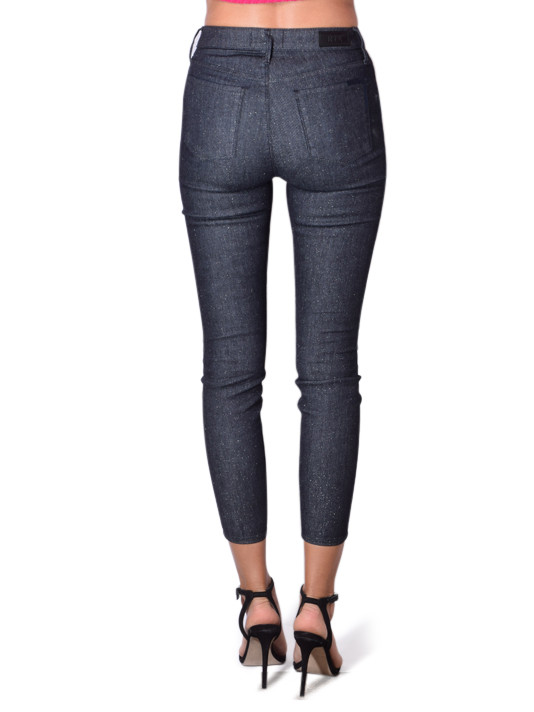 RTA Madrid High Waist Skinny Glitz Pants In Blue Back View 