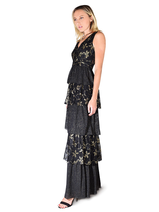 RACHEL ZOE Payten Layered Ruffle Maxi Dress Side View 
