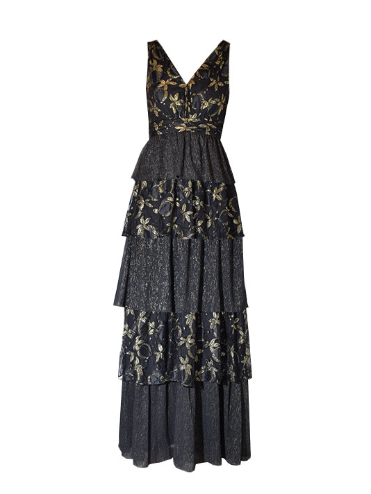 RACHEL ZOE Payten Layered Ruffle Maxi Dress Product Shot 