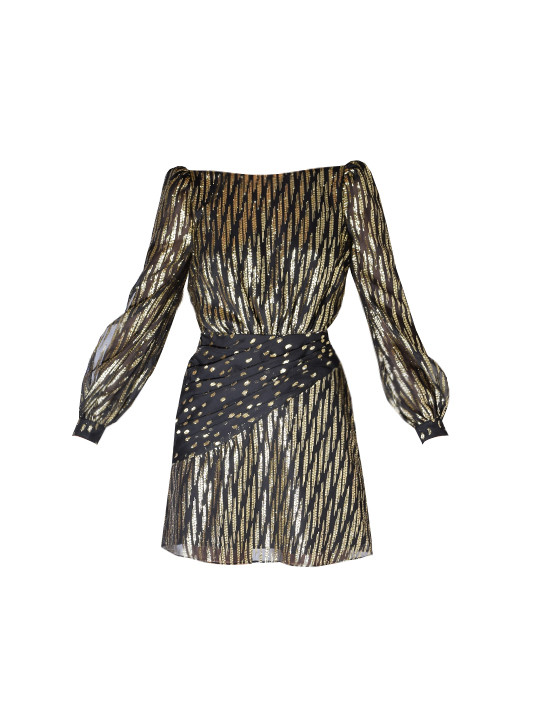 Rachel Zoe Rexford Mini dress In black and gold Product Shot 