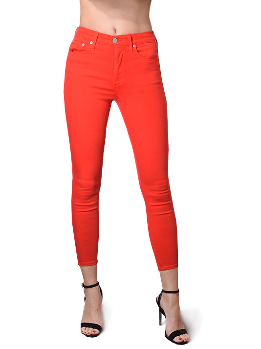 Alice and Olivia Good High Rise Ankle Skinny In Paprika Close Up Front View 
