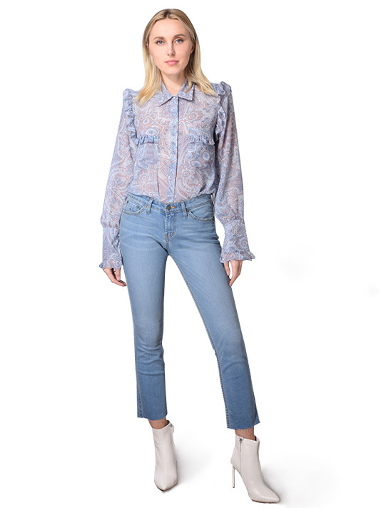 Hollywood Wash Middy Jean In Blue Front View 