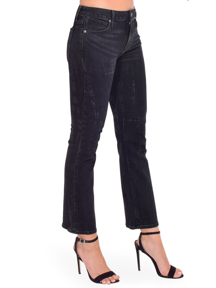 RTA Kiki Cropped Kick Flare in Faded Black Side View