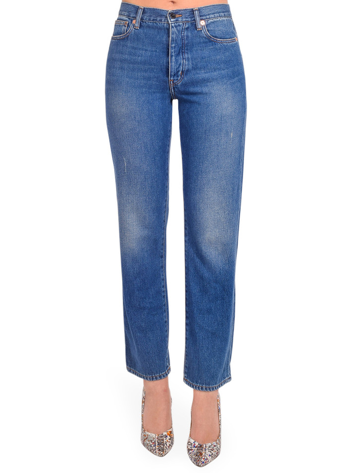 BELLEROSE Popeye Straight Leg Jeans in Blue Front View 
