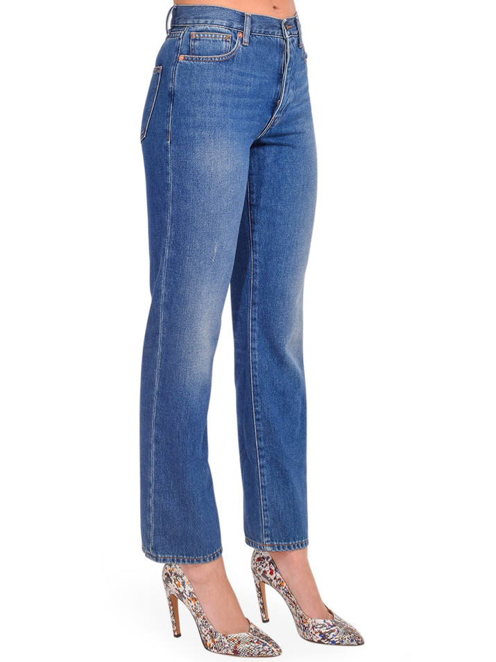 BELLEROSE Popeye Straight Leg Jeans in Blue Side View 