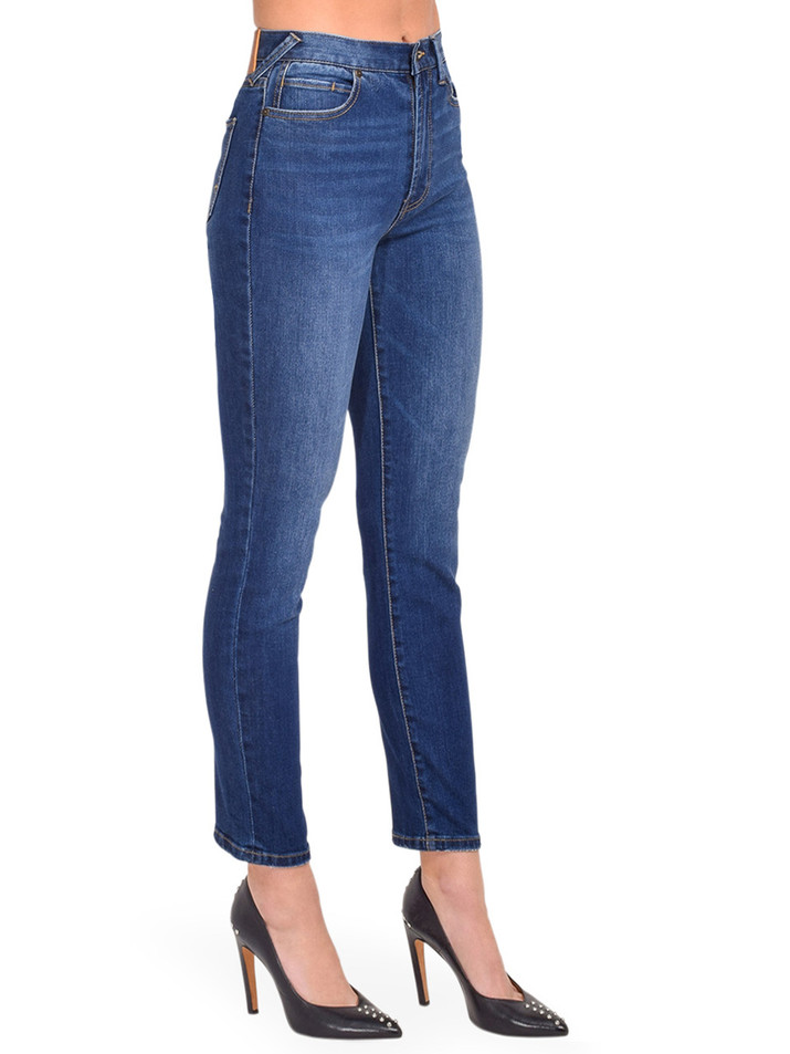 SERRA Kiss High Rise Slim Straight Jeans in Dark Latigo Side View 