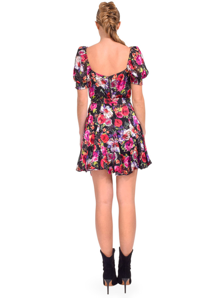 Alice + Olivia Mina Puff Sleeve Mini Dress Back View 