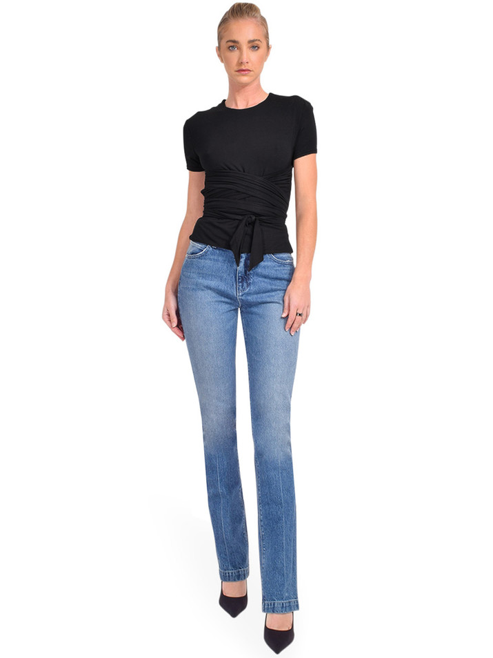 RTA Arwen Straight Leg Jeans in Lapis Full Outfit 
