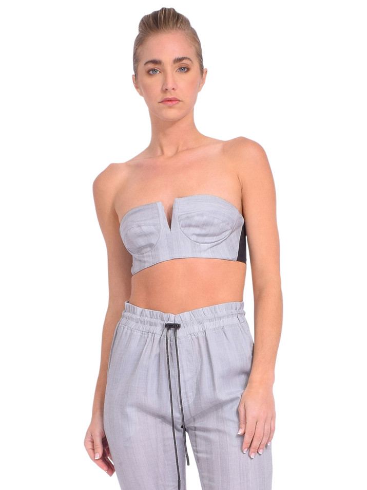 RtA Noa Bustier Top in Pearl Plaid Front View 


