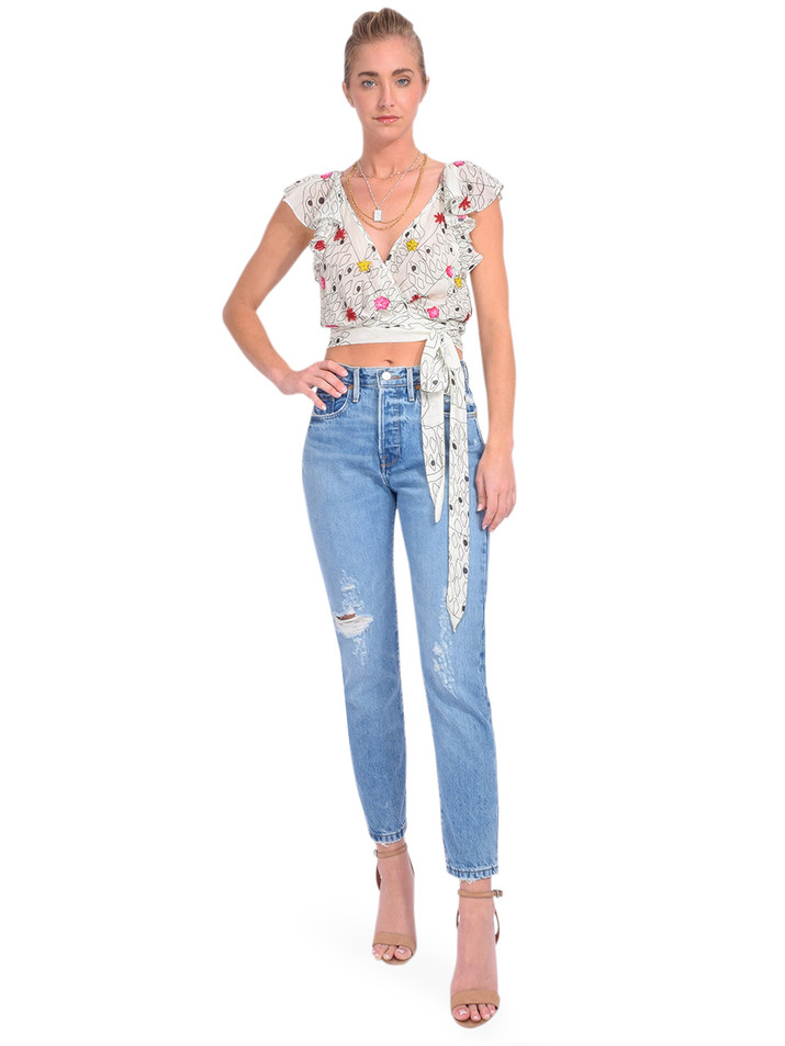 La Fuori Balut Embroidered Wrap Blouse Full Outfit




