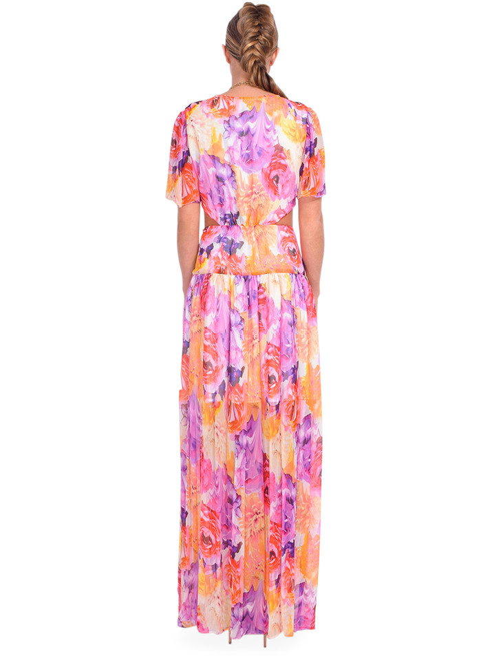 Gilner Farrar Elena Cutout Maxi Dress in Floral Bouquet Back View 