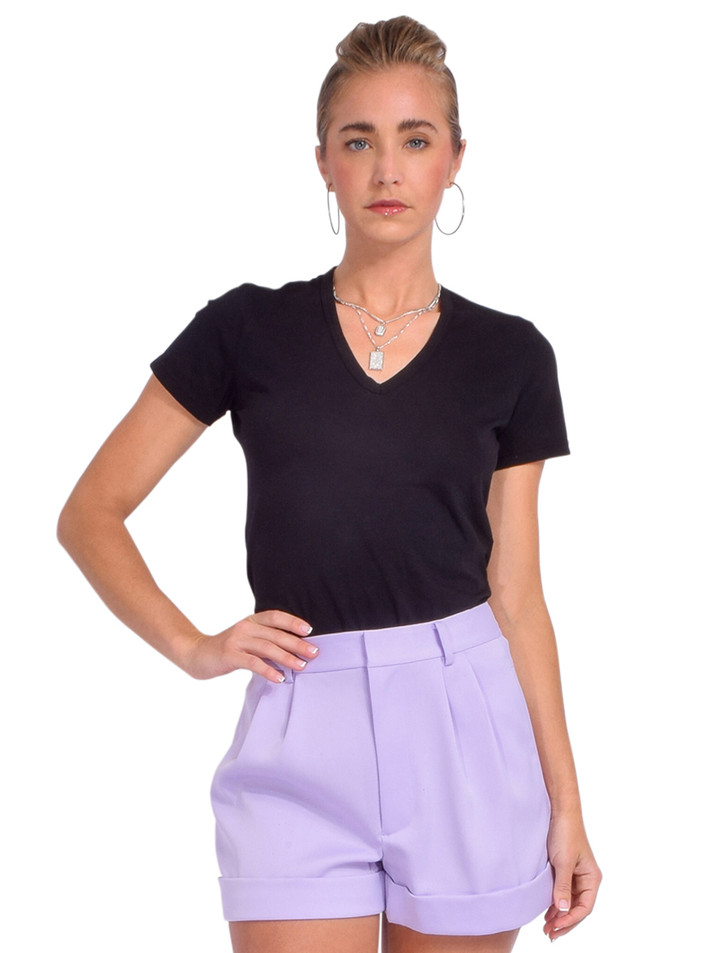 Cotton Citizen Standard V-Neck in Jet Black Front View 