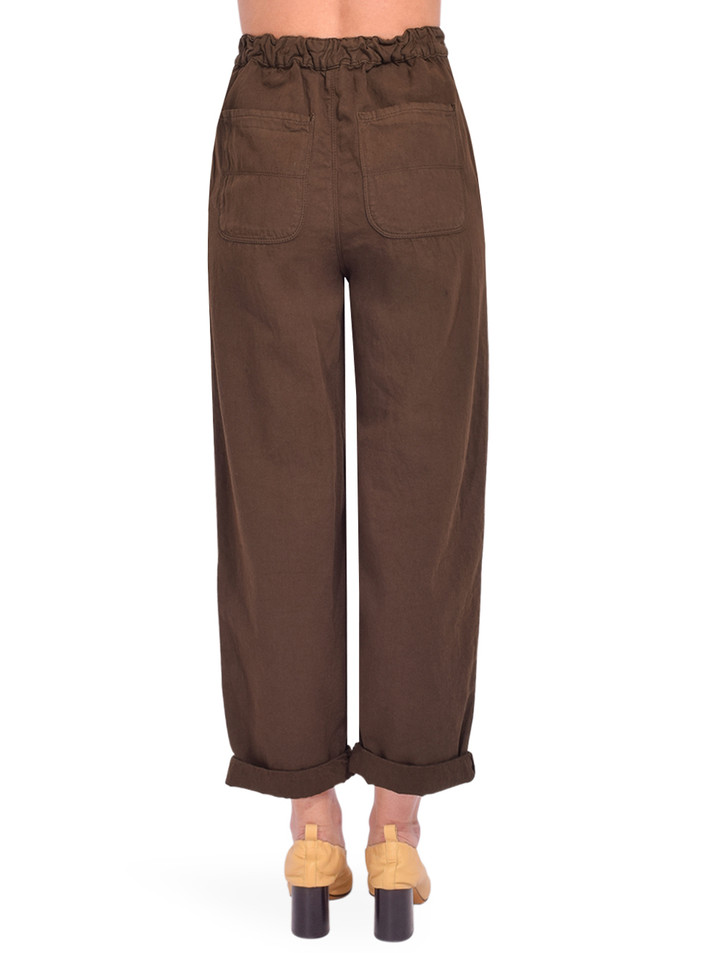 BELLEROSE Pasop Relaxed Pant in Brown Back View 