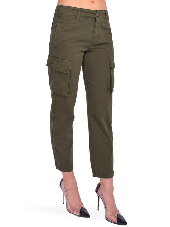 FRAME Relaxed Utility Pant in Olive Side View 