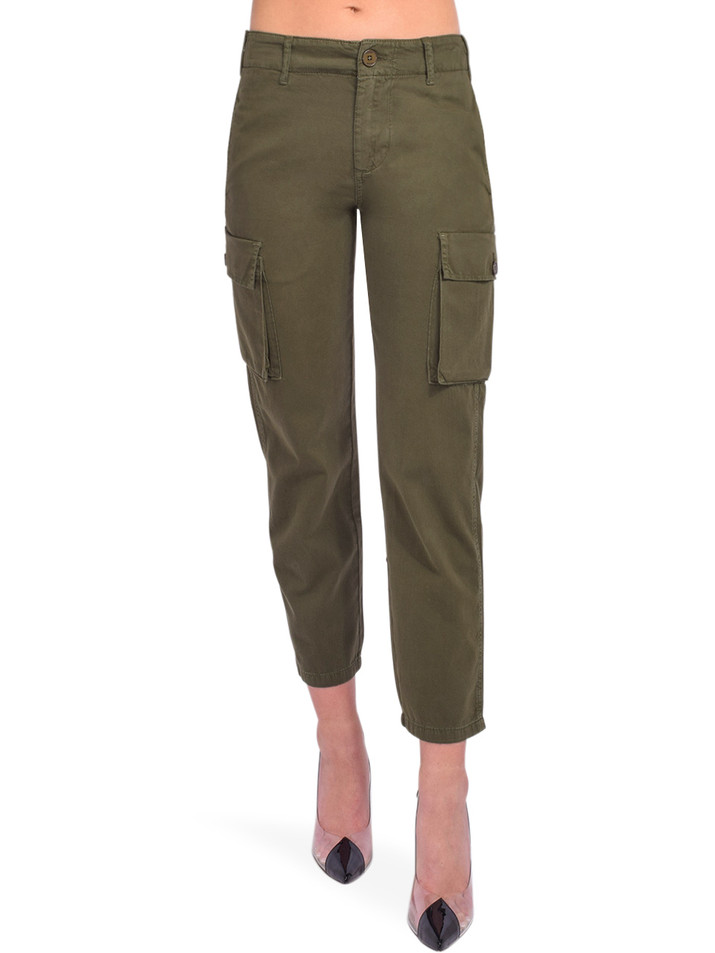 FRAME Relaxed Utility Pant in Olive Front View 