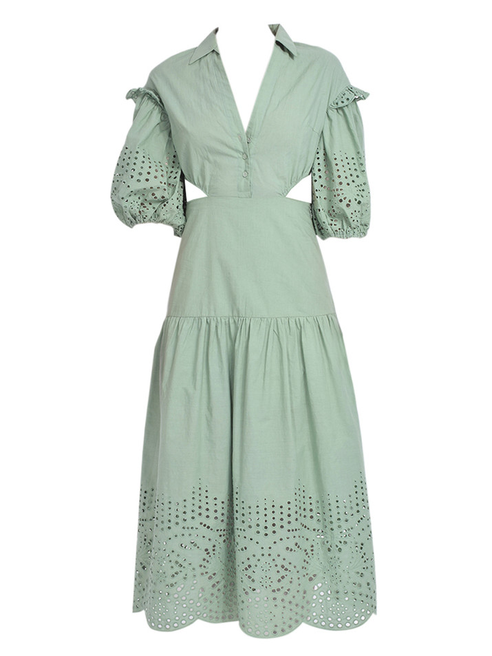 Karina Grimaldi Graciela Cutout Midi Dress in Cucumber Product Shot 