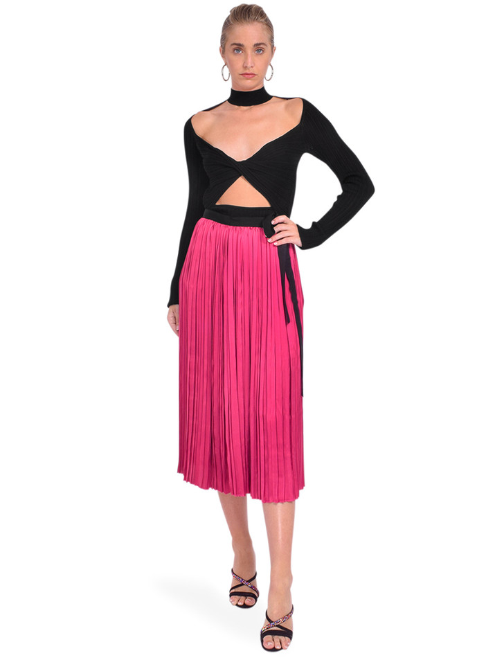 3.1 Phillip Lim Long Sleeve Twist Front Turtleneck in Black Full Outfit 