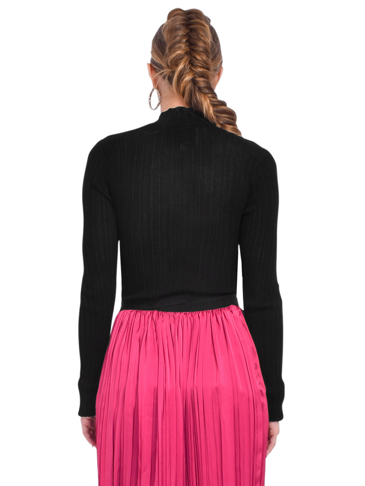 3.1 Phillip Lim Long Sleeve Twist Front Turtleneck in Black Back View 