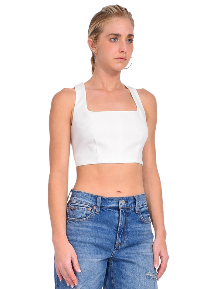 MILLY Nickie Cady Crop Top in Ecru Side View 