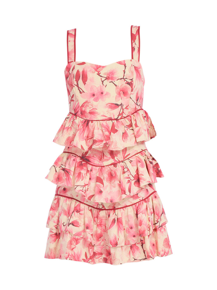 LALIBELA Emma Short Dress in Pink Print Product Shot 