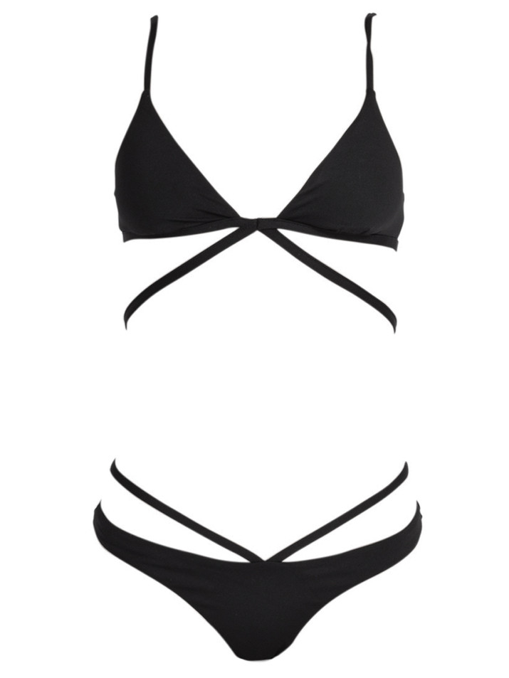 SIMKHAI Strappy Bikini Set in Black