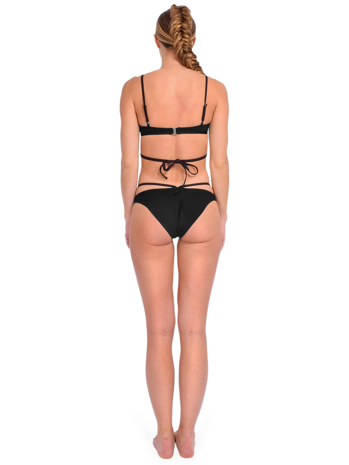 SIMKHAI Strappy Bikini Set in Black Back View 