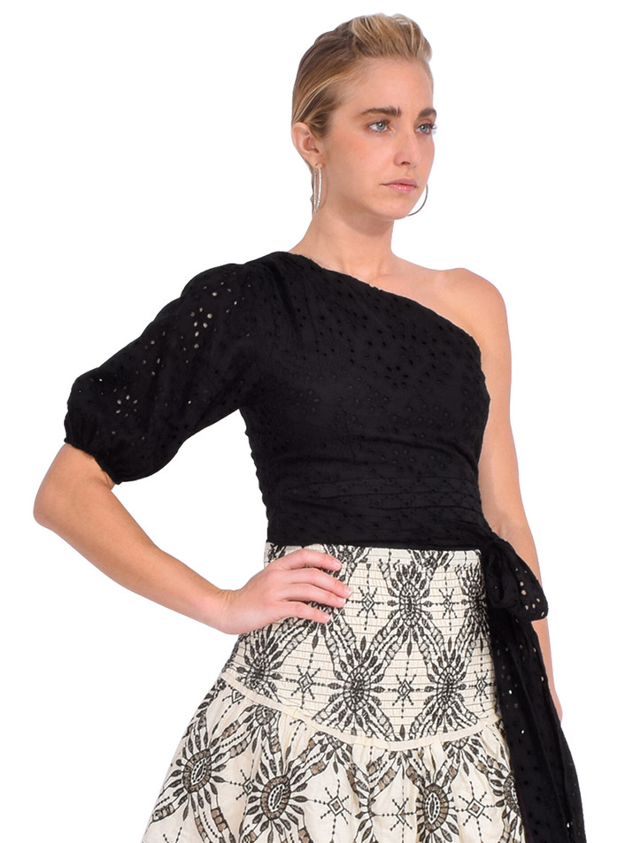 ALLISON Grayson Top in Black Side View 
