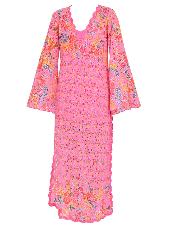 Hemant & Nandita Fiora Kaftan Dress in Pink Product Shot 