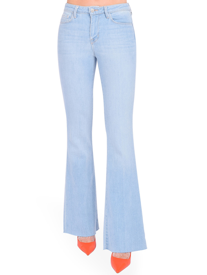 L'AGENCE Sera High Rise Flare in Blue Cloud Front View 