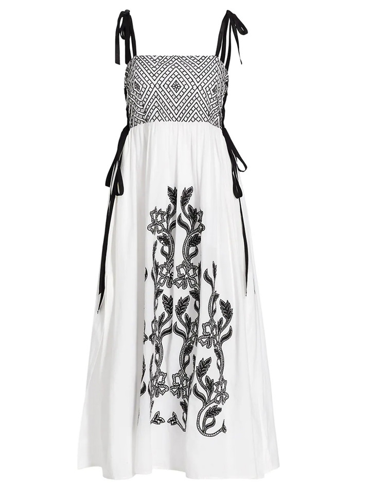 TANYA TAYLOR Yasmine Dress in Optic/Black Product Shot 