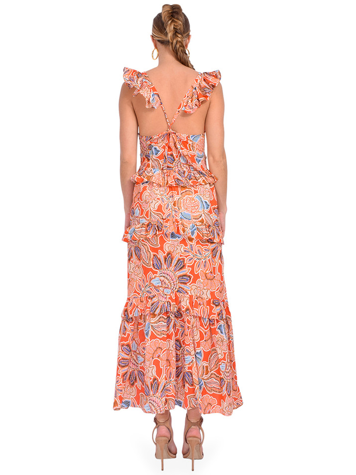 MISA LOS ANGELES Morrison Dress in Tangerine Flora Back View 