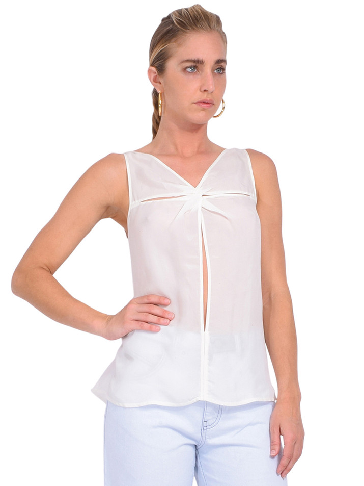 RtA Sleeveless Cutout Top in White Side View 
